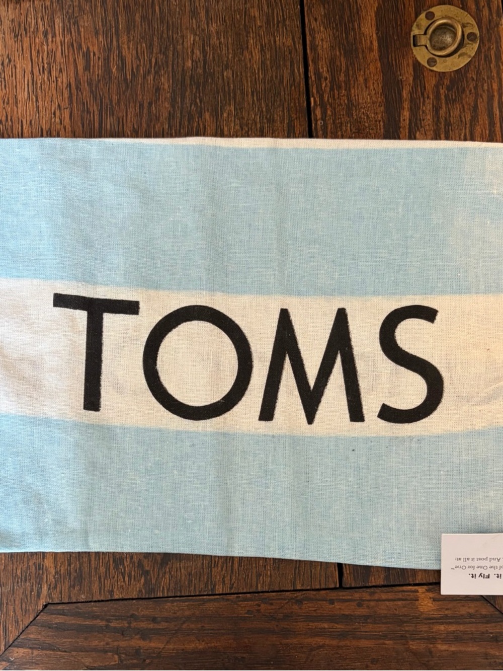 TOMS Light Blue & White Logo Cotton Drawstring Dust Cover with Tag